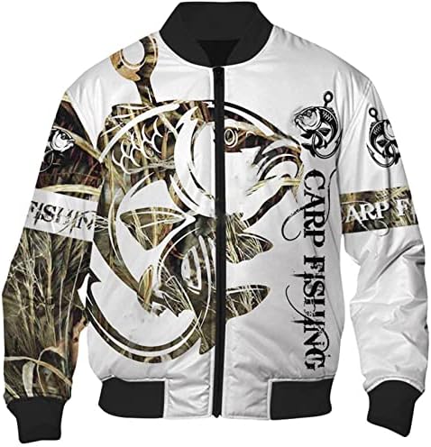 Pesca 3D Homens impressos Menas de bombardeiro hip hop unisex casual windbreaker