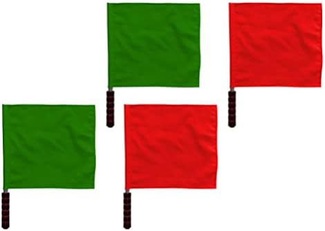 Operitacx Racing Flags Arrebérico Flag 4pcs Verde Red Hand Aviso Bandeira Bandeira Bandeira Com alça de aço inoxidável Bandeiras