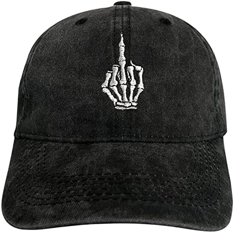 Kubila Skeleton Hand com boné de beisebol bordado com dedo, engraçado liso de snapback preto chapéus para homens mulheres