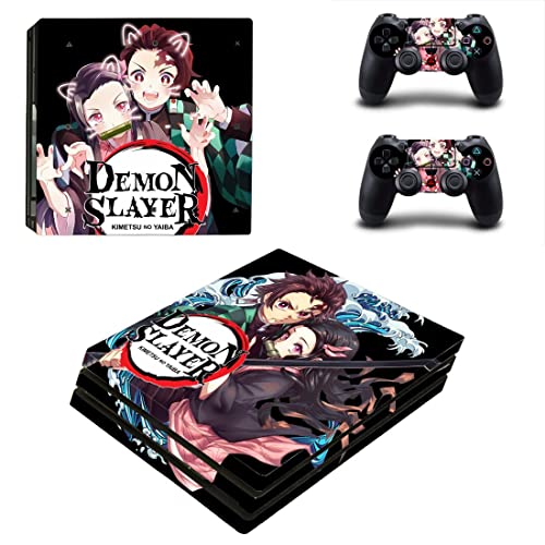 Para PS4 Normal - Anime Demon Kimetsu Slayer e NO Yaiba Tanjiro Nezuko Zenitsu Akaza Rengoku Inosuke PS4 ou PS5 Skin Stick para PlayStation 4 ou 5 Console e Controladores Decal