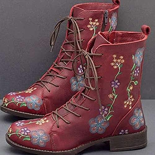 Botas para mulheres de salto baixo vintage inverno botas de inverno botas de couro botas de combate sapatos de vestido de