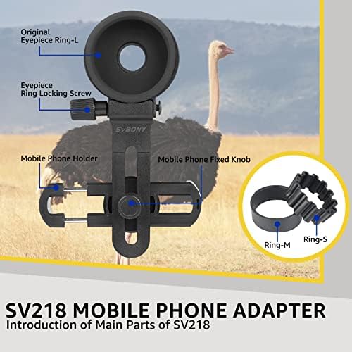 SVBONY SV218 Adaptador de celular universal Montante, suporte de telefone Diâmetro da ocular 26 a 43,5 mm, acessórios de