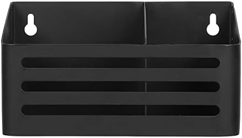 Mygift Modern Wall Montado Metal Black Metal Atração seca Marcador com 2 compartimentos e design frontal de ripas, lixo de desktop de escritório Organizador de caixa de armazenamento e copo de lápis