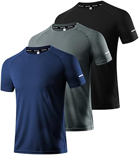 Boyzn 1 ou 3 pacote de treino masculino camisetas, camisetas com umidade seca de umidade, camisetas de manga curta atlética de ginástica esportiva
