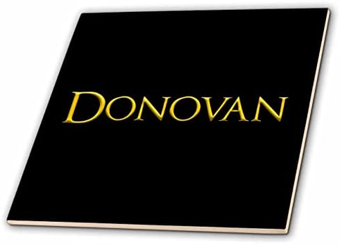 3drose Donovan Popular Baby Boy Nome na América. Amarelo em amuleto preto - telhas