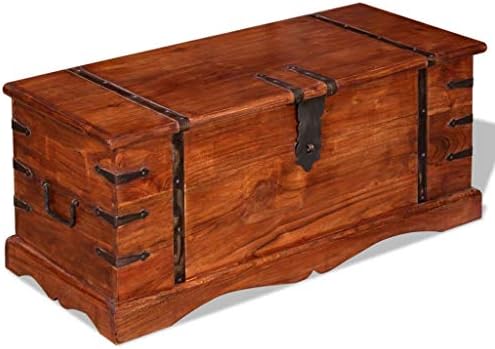 Caixa de armazenamento recuperada de Vidaxl, baú de madeira de madeira de armazenamento de madeira, madeira sólida