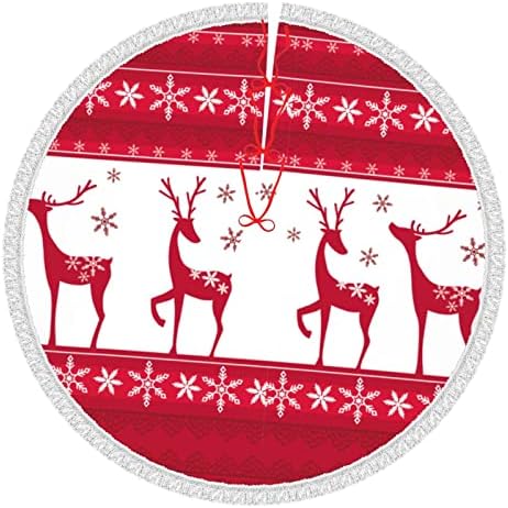 Decorações de saia de árvore de natal de veado branco de veado vermelho 36 polegadas para festas de Natal de férias
