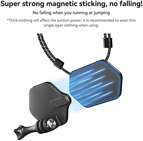 Montagem torácica magnética do Reygeak para GoPro, montagem de pescoço magnético ajustável compatível com GoPro Hero