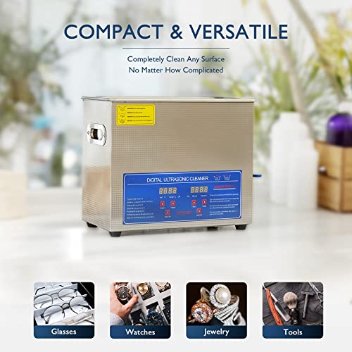Limpador ultrassônico com timer de aquecedor, máquina de limpeza ultrassônica profissional 360W, máquina de cavitação