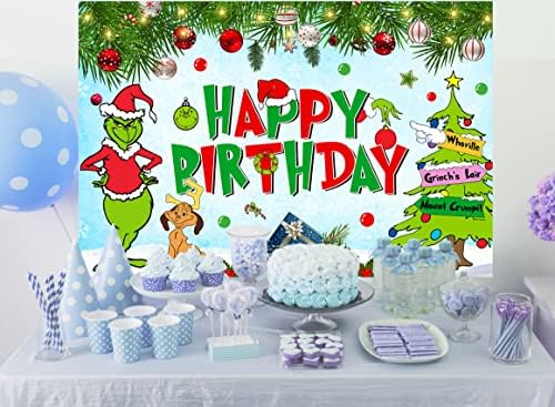 Decorações de festas de aniversário de Natal, 5x3 pés Feliz aniversário cenário para abastecimento de festas infantil Feliz aniversário Banner de desenhos animados decorações de festa