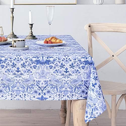 Obal William Morris Tolera de mesa Design original Tabela de mesa azul para mesas de retângulo Tabela de tecido de poliéster limpa Decorações de jantar de cozinha Decorações ao ar livre lavável, 91 x55