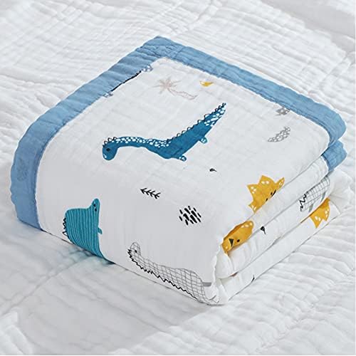 Muslin Baby Blanket Quilt - Algodão macio 6 camadas Toalha infantil para meninos, berçário recém -nascido e cobertores de criança 43x43 polegadas
