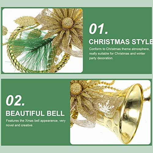 Decorações de Natal de Nuobesty Ornamentos de Natal: pendurado Decoração de flor de sino dourado de Natal Bells de árvore pingente
