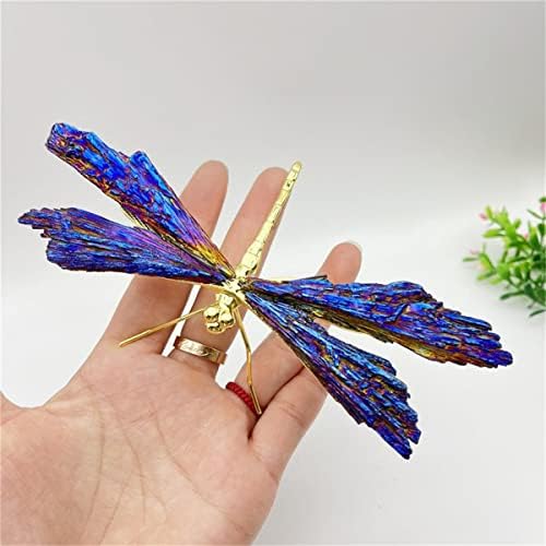 Dwisse Aura Tourmaline Kanite Dragonfly, Ornamento de Dragona de Cristal Turmalina Cristal, Ornamento de Arranho de