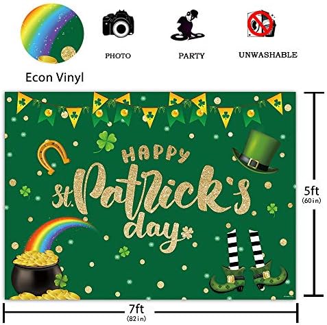 Funnytree 7x5ft feliz pano de fundo do dia de São Patrício Decoração de Lucky Party Green Shamrocks Spring Rainbow Hat Hap