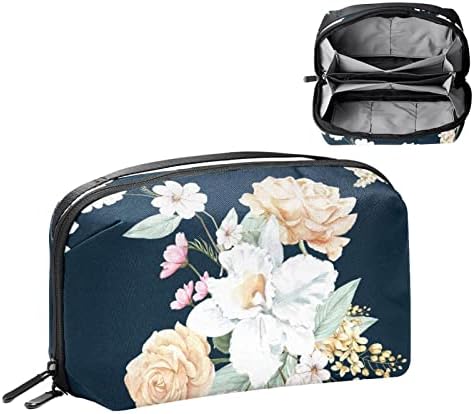 Bolsa de maquiagem de cor escura e floral para bolsa portátil de transmissão portátil para saco de beleza de higiene