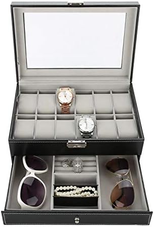 Caixa de jóias de madeira, gabinete de joalheria de anéis de brinco de alta capacidade com trava, organizador de caixa de armazenamento