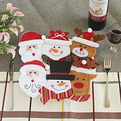 Bolsos de talheres de talheres de Natal de 1pcs de Natal, bolsos, faca de Natal e bolsas de garfo desenho animado talheres de Natal de boneco de natal para suprimentos de decoração de mesa de jantar de festa de festa