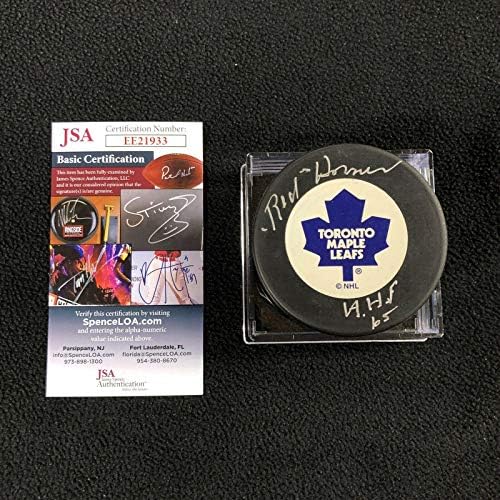 Red Horner assinado Toronto Maple Leafs Trench Puck JSA CoA Autenticado EE21933 - Pucks NHL autografados