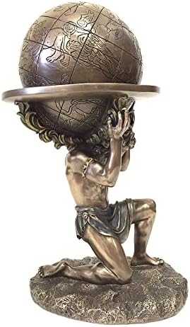 Projeto Veronese 9 polegadas Titan Atlas carregando a estátua mundial resina a frio resina antiga acabamento de bronze