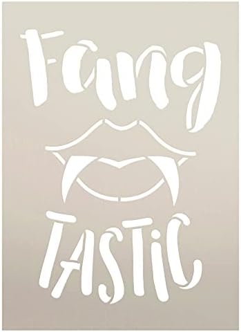 Estêncil de fang-tastic by studior12 | DIY outubro Halloween Vampire Home Decor | Craft & Paint Autumn Wood Sign | Modelo Mylar reutilizável | Selecione o tamanho