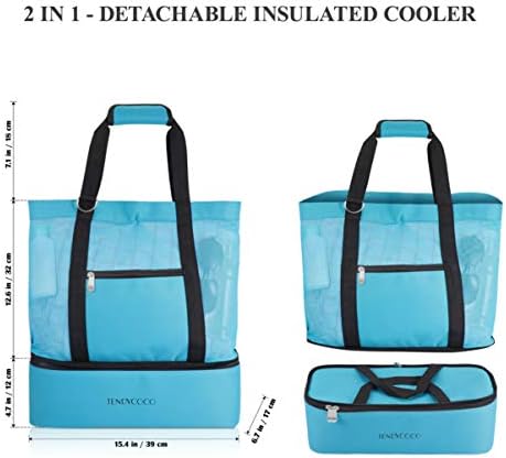 Bolsa de lancheira isolada praia com bolsa de almoço isolada de malha para acampamento viagens para viagens churrasqueiras de