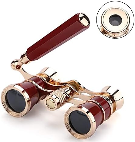 Lianyao Binocular Telescópio com Kit/Acessório Kit Mulheres Telescópio Elegante Mulheres Garotas Presente Gold Gold Opera Binoculares Vigas de ópera vintage para mulheres com alça, vermelho