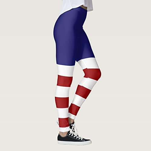 American Flag Leggings estrelas e listras com calças impressas calças de calça de treino esportivo escovado