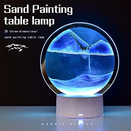 Hopeg USB Quicksand Table Lamp, Arte de areia em movimento 3D, 7,87in 360 ° Decoração de ampulheta rotativa, arte criativa Arte de areia líquida Liquid Movimento da sala da sala de mesa Decoração do luminador de mesa