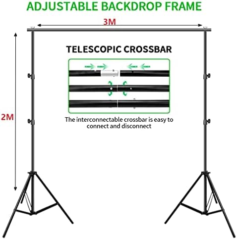 Ylyajy Sistema de suporte de fundo ajustável de 2x3m 25W/135W Umbrellas SoftBox Kit de iluminação contínua para o vídeo do estúdio de câmera Vídeo