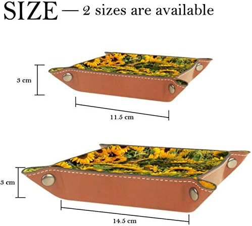 Lyetny Floral Sunflower Helianthus Organizador Bandeja Caixa de armazenamento Bandeja de mesa de mesa Caddy Alteração da carteira Caixa