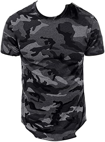 Masculino o pescoço camaradas camisetas academia camisetas casuais camufladas de capa de ginástica camuflagem de ginástica