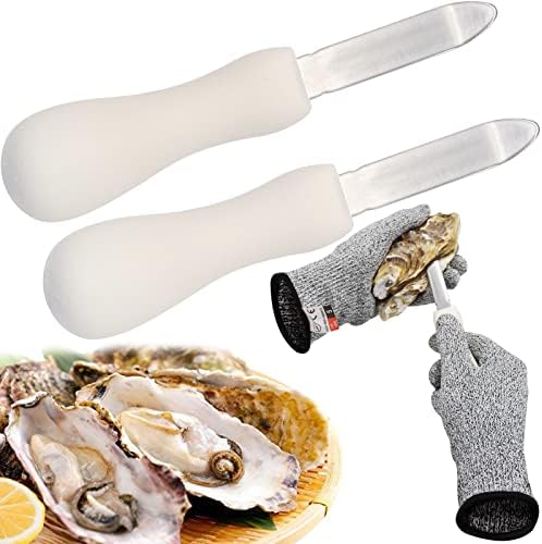 Faca de ostras e bate-papo, faca de ostras de ostras com faca de ostras com proteção de 5 níveis, luvas resistentes a corte de alimentos,