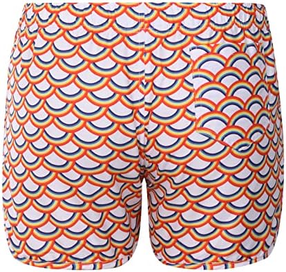 Ozmmyan Shorts de corrida para homens Rrainbow Print de três pontos Breaths Sports Sports Sports Sports de praia