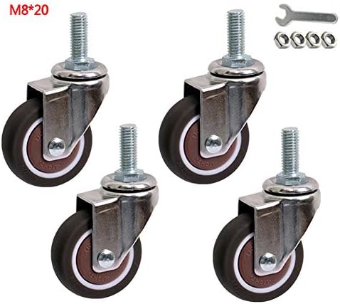 GBH-Casters de 4 peças rodas giratórias/50 mm Roda de borracha de borracha com rosca pesada/roda industrial/mala de berço com freios móveis de troca de roda
