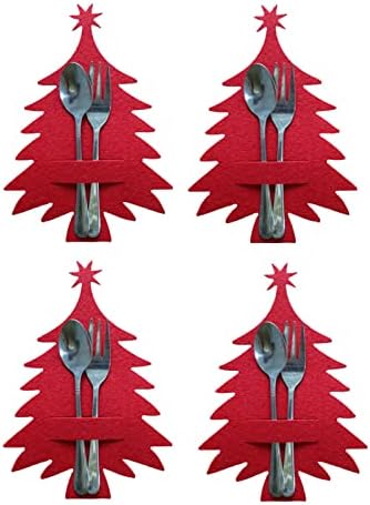 Cabine de capacete Montagem de parede Bolsa de talheres de Natal | 4 peças/conjunto Árvore de Natal Não tecido Utensílio de cozinha