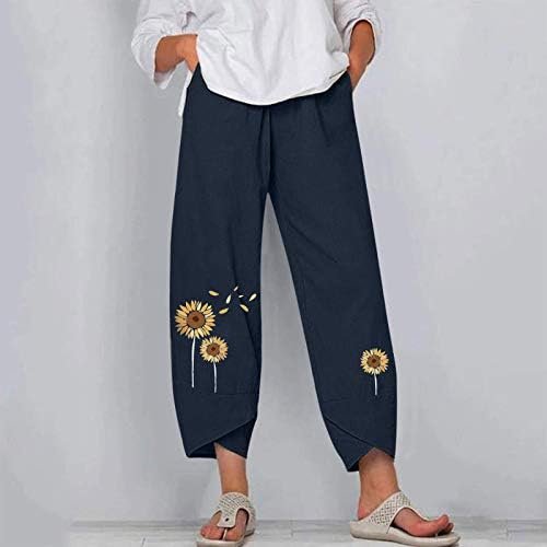 Calça xiloccer calças mulheres boho bolso folgado para mulheres calças de impressão de pernas largas calças calças