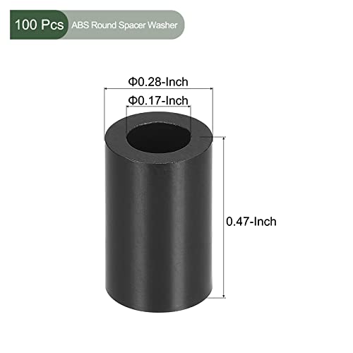 Yokive 100 PCs Spacer redondo preto, lavadoras sem palavras com alto efeito de isolamento, mantenha a altura consistente, ótima