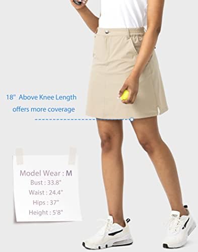 SANTINY Golf Skorts Saias para mulheres 5 bolsos de 18 comprimento de joelho upf50+ saia de tênis de caminhada atlética
