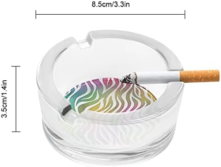 Rainbow Zebra padrão redondo cinza de vidro portador para cigarros Caso fofo fumando bandeja de cinzas
