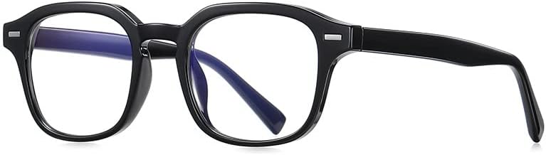 REDVIO Mens lendo óculos retro quadrado TR90 Leitores transparentes feitos à mão preto