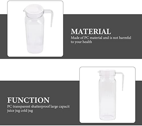 Yardwe Beverage Refrigerador Plancher de plástico com tampa e alça, jarra de água de 1100 ml para água fria, jarra para chá de gelo