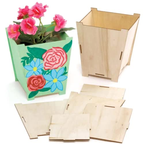 Baker Ross Kits de artesanato de flor de madeira altos - pacote de 3, faça seu próprio painel de flores, plantando vasos para as crianças decoram, atividades criativas para crianças