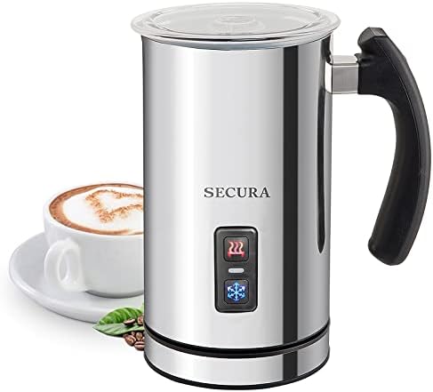 Secura Electric Milk Frother, Moeda de espuma quente ou fria automática para café para café, cappuccino, café com leite e aço inoxidável