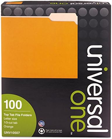 Pastas de arquivo 10507 universais, 1/3 de corte de uma guia superior, letra, laranja/laranja claro, 100/caixa