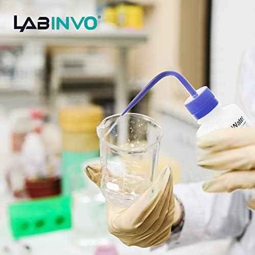 Labinvo 4pcs de garrafas de lavagem de água destiladas, vol.500ml, boca estreita, garrafas de lavagem de segurança, material LDPE,