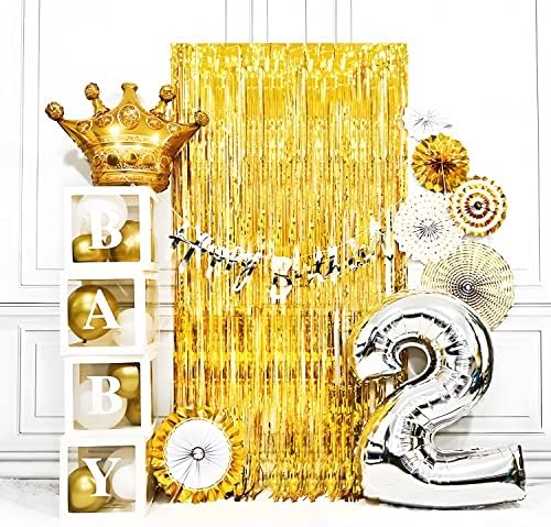 Braveshine Gold Glitter Glitter Tinsel Finge Curtains - 2pcs 3,2x8,2ft FOTO DO FOTO DO FOTO DO CENTRO DE FRIDADE PARA