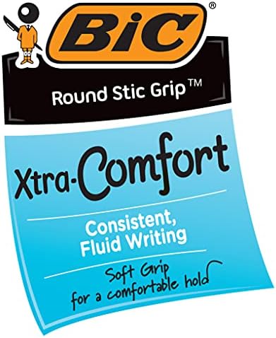Bic Round Stic Grip Xtra Comfort caneta esferográfica, ponto médio, vermelho, 12 contagem