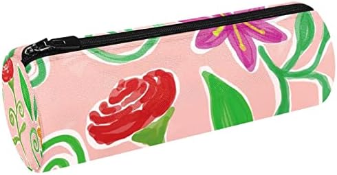 Pintura colorida Planta floral Arte Arte rosa Caso de lápis Estudante papelaria bolsa zíper bolsa de maquiagem de maquiagem