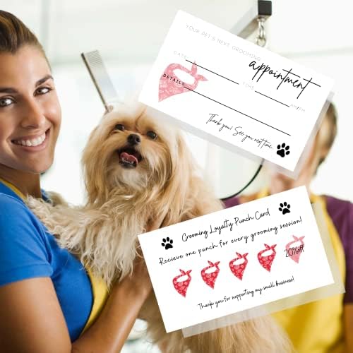 Boutique Marketing LLC Pet Helicing Weening Lembrete Cartões | Tamanho do cartão de visita de 2x3,5 polegadas de 2x3,5 polegadas Design de bandana vermelha